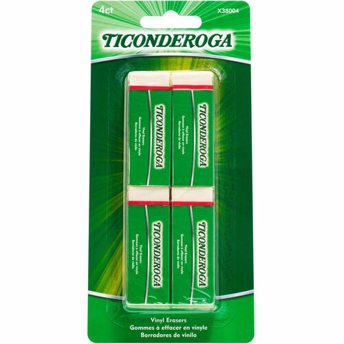 Dixon Ticonderoga Company  Eraser, Vinyl, Block Shaped, Latex-free, 4/PK, White-DIXX38004