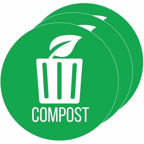 HLS Commercial  Refuse ID Sticker,Compost,w/Icon,4" Dia x 0.1",3/CT,Green-HLCHLSKERCCOMP3