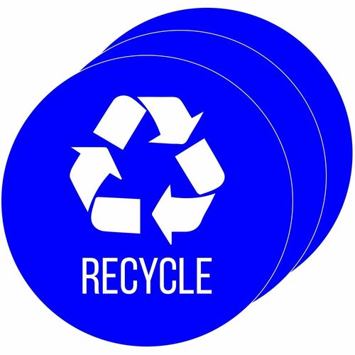 HLS Commercial  Refuse ID Sticker,Recycled,w/Icon,4" Dia x 0.1",3/CT,Blue-HLCHLSKERCYCLE3
