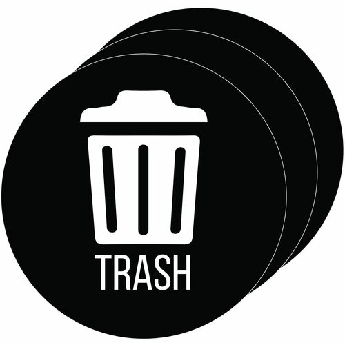 HLS Commercial  Refuse ID Sticker,Trash,w/Icon,4" Dia x 0.1",3/CT,Black-HLCHLSKERTRASH3