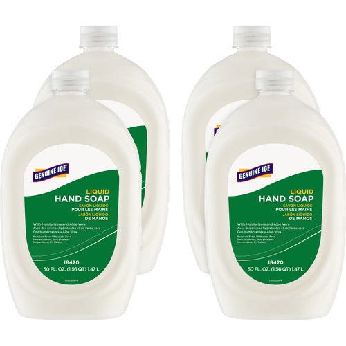 Genuine Joe  Soap,Refill,Lotion,w/Aloe,Flip Cap Bottle,50oz,4/CT,White-GJO18420CT