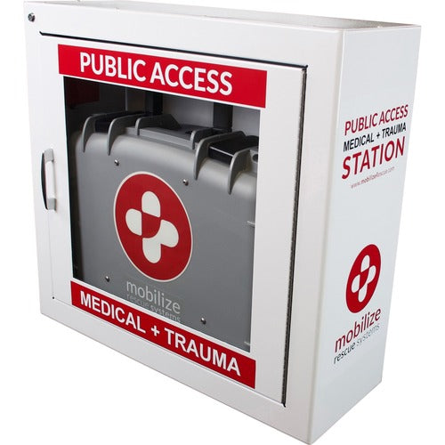 Zoll Medical Corp  Wall Cabinet,Alarmed,f/MRS,22-1/2"x8"x21",White/Red