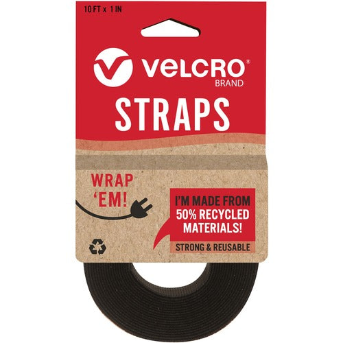 Velcro Industries  Strap,Adjustable,Reusable,Recycled,1"x10',Black