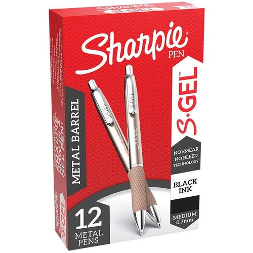 Newell Brands  Sharpie Pen, Gel, 0.7mm, 1 DZ, Rose-Gold Barrel/Black Ink