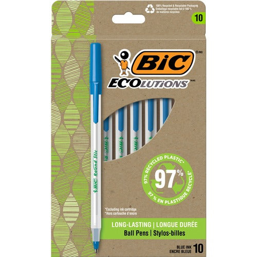 Bic  Pen,Ballpoint,Stick,1.0mm,10/PK,Semi-CL Barrel/Blue Ink