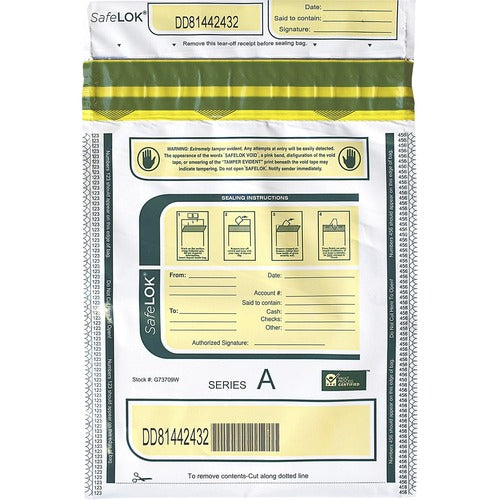 ControlTek  Bag,Deposit,Tamper-Evident,1000-Bill Cap,9"x12",100/PK,WE