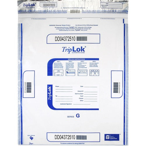ControlTek  Bag,Deposit,Tamper-Evident,12000-Bill Cap,20"x24",50/PK,CL