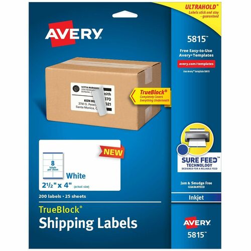 Avery  Labels,Inkjet,Shipping,Permanent,2-1/2"x4",200/PK,WE