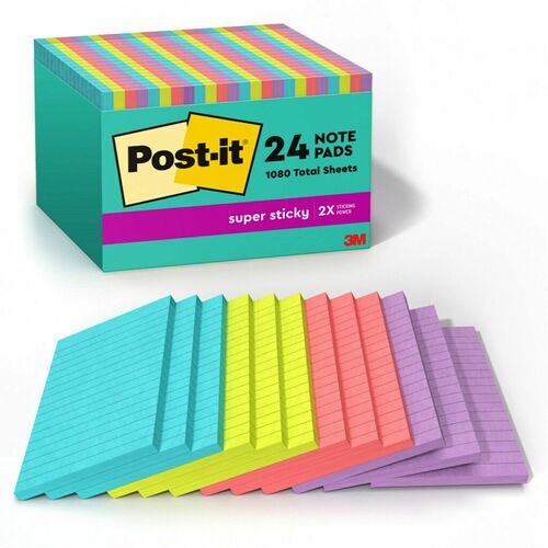 3M  Post-it Notes,4"x6",45 Shts/Pad,24/PK,Supernova Neon AST