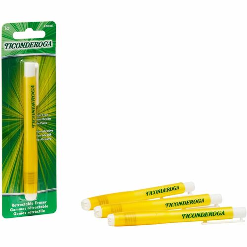 Dixon Ticonderoga Company  Eraser,w/Plastic Holder,Retractable,Latex-free,White/Yellow-DIXX38001