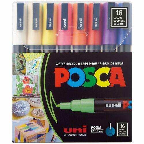 uni-ball Corporation  Paint Marker,POSCA,Water-based,Fine,16/PK,Assorted