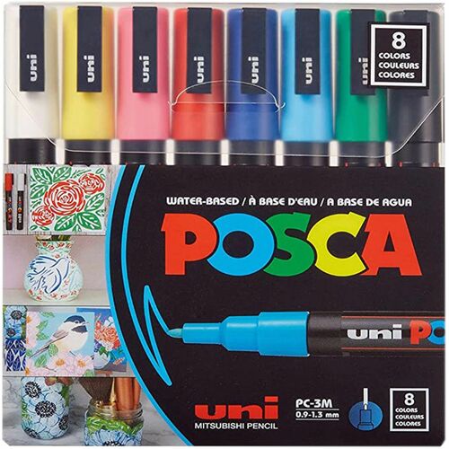 uni-ball Corporation  Paint Marker,POSCA,Water-based,Fine,8/PK,Assorted