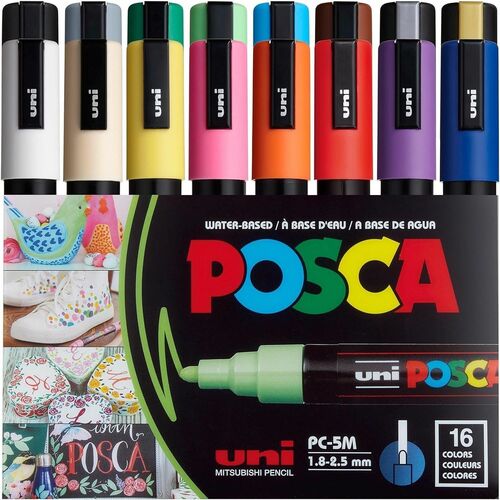 uni-ball Corporation  Paint Marker,POSCA,Water-based,Medium,16/PK,Assorted