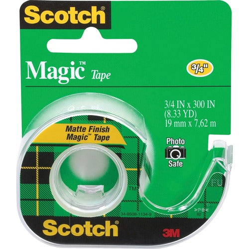 3M  Magic Tape With Dispenser, 3/4" x 300", 12RL/BX,Clear