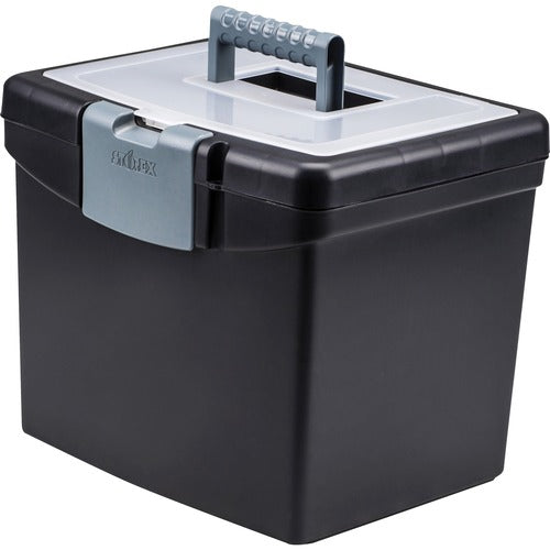 Storex Industries Corporation  File Box,w/Top Organizer,Portable,13-1/4"x10-7/8"x11",BK