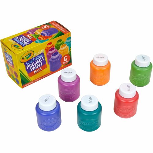 Crayola  Paint, Washable, w/Resealable Caps, 6 Colors, 6/PK