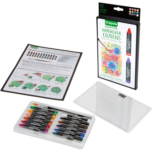 Crayola  Crayons, Watercolor, w/Paintbrush, 12 Colors, AST