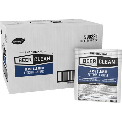 Diversey Care  Glass Cleaner,Kosher,1/2oz,100 Pouches/CT,White-DVO990221