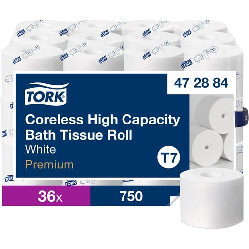 TORK  Bath Tissue,Coreless,2-Ply,4.75"Dia Roll,3.66"x250',36/CT,WE