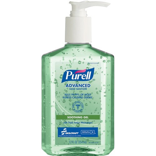 SKILCRAFT  Hand Sanitizer, w/ Aloe, Pump Dispenser, 12 oz., 12/BX