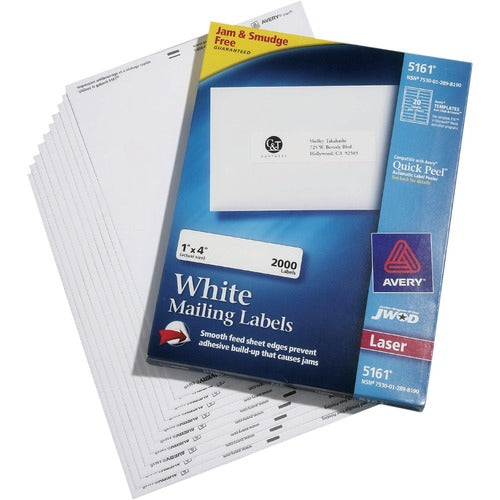SKILCRAFT  Laser Labels, 1"x4", Self-Adhesive, 2000/BX, White