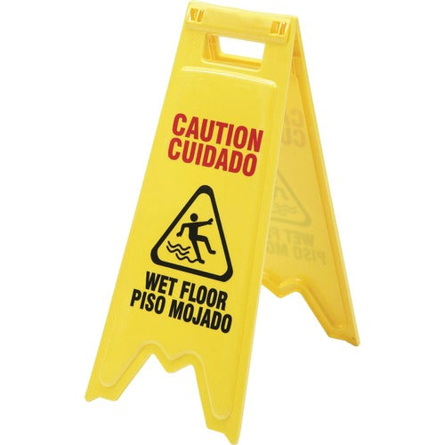 SKILCRAFT  Wet Floor Sign, 11"x28", Yellow
