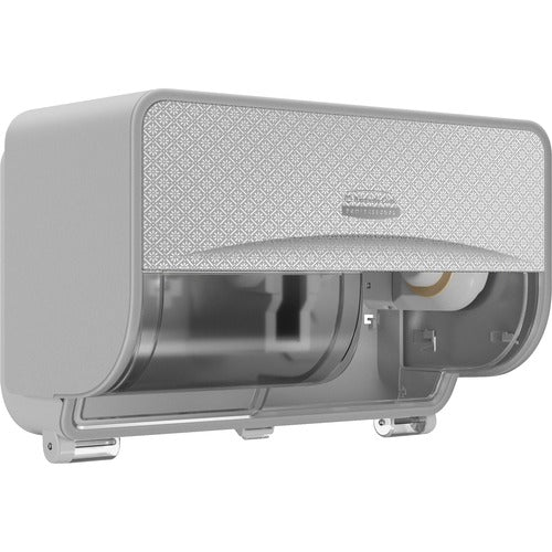 Kimberly-Clark Professional  Dispenser,w/Faceplate,f/2 Coreless Rolls,Horz,Silver Mosaic