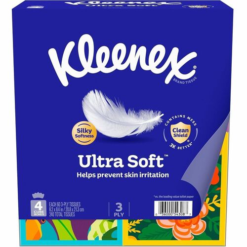 Kimberly-Clark Professional  Tissues, Ultra Soft, Kleenex,60 Sht/BX, 4BX/PK, WE