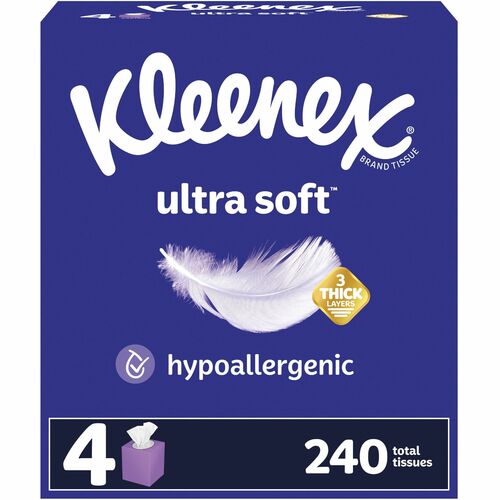 Kimberly-Clark Professional  Tissues, Ultra Soft, Kleenex,60 Sht/BX, 4BX/PK, 12PK/CT,WE
