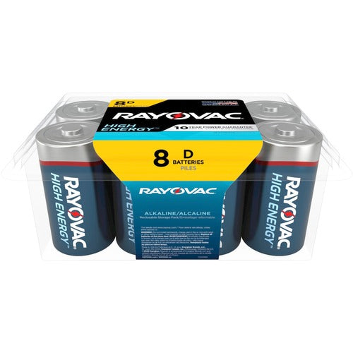 Rayovac Corporation  Batteries,D High Energy Premium,Alkaline,8/PK,Blue/Silver