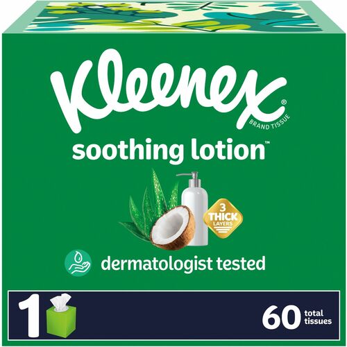 Kimberly-Clark Professional  Facial Tissue, Soothing Lotion, 3-ply, 60 Sht/Box,WE