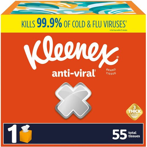 Kimberly-Clark Professional  Facial Tissues, Anti-Viral, 55 Tissues/Box, White