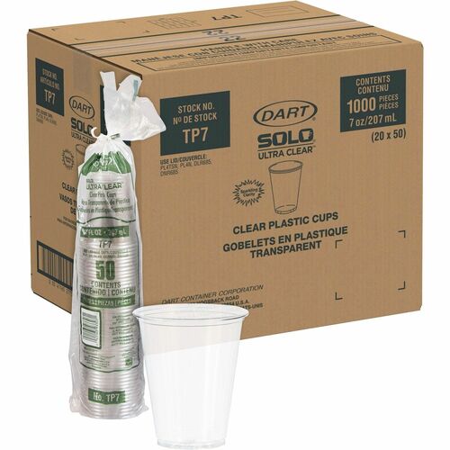Solo Cup Company  Cold Cups, Plastic, 7 oz, 50/PK, 20PK/CT, Clear