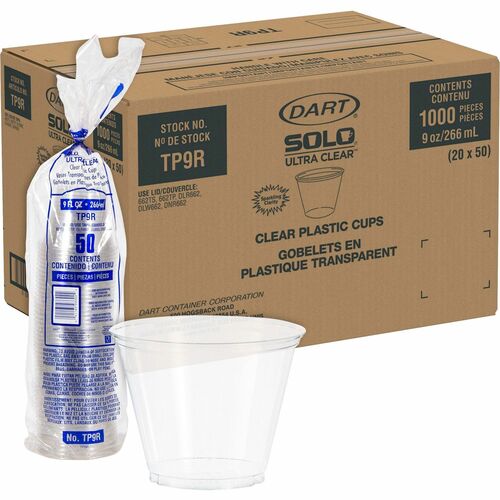 Solo Cup Company  Squat Cups, 9oz, 50/PK, 20PK/CT, Ultra-Clear