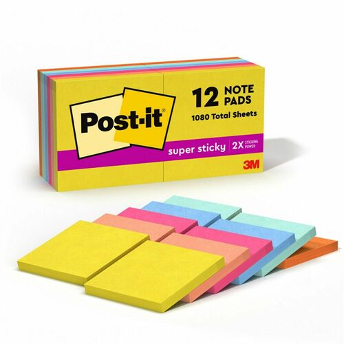 3M  Post-it Notes,Super Sticky,3"x3",100Sht/PD,12/PK,SummerJoy