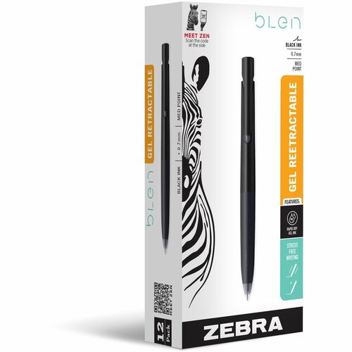 Zebra  Pens,Gel,Retractable,Medium,0.7mm,BK