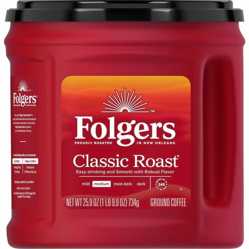 Folgers  Coffee, Classic, Medium Roast, 25.9oz Canister, Brown-FOL30407