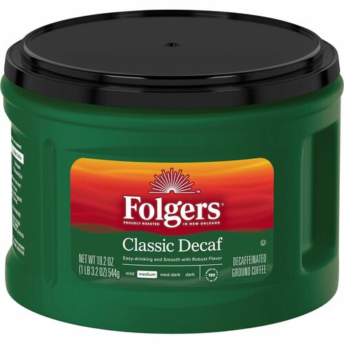 Folgers  Coffee,Decaf,Classic,Medium Roast,19.2oz Canister,BN-FOL30406
