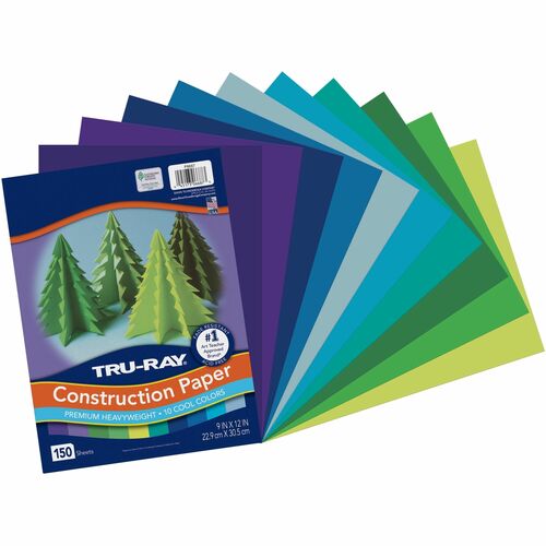 Pacon  Construction Paper, 76 lb, 9"x12", 150/PK, AST w/Holiday GN
