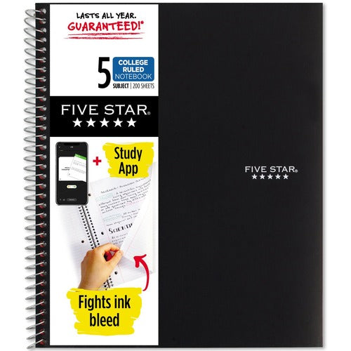 Mead  Notebook,5 Subject,200 Shts,College Ruled,8-1/2"x11",BK