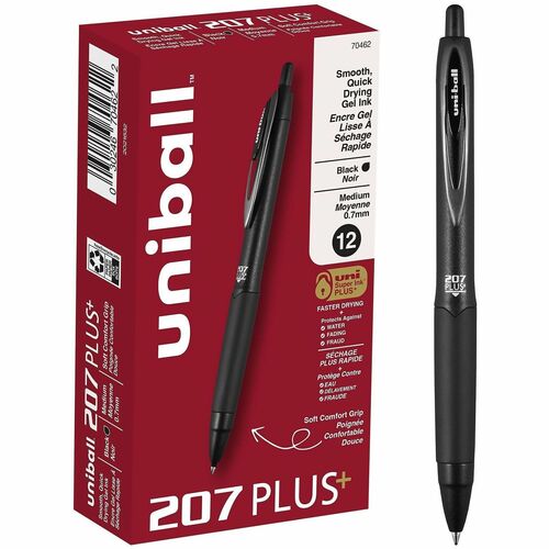 uni-ball Corporation  Pen,Gel,207Plus,Retractable,0.7mm,Black Ink/Barrel