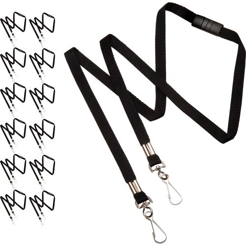 SKILCRAFT  Lanyard,f/FaceMask,Hooks,Clasp,36"x3/8",1 Dozen,BK