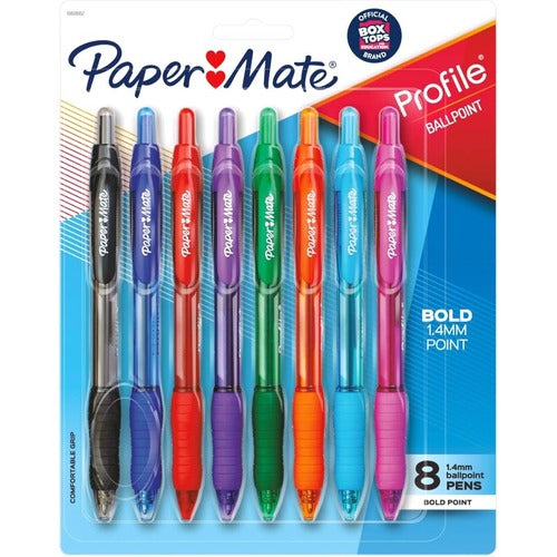 Paper Mate  Pen,Ballpoint Profile,Retractable,1.0mm,8/PK,AST Ink/Barrel