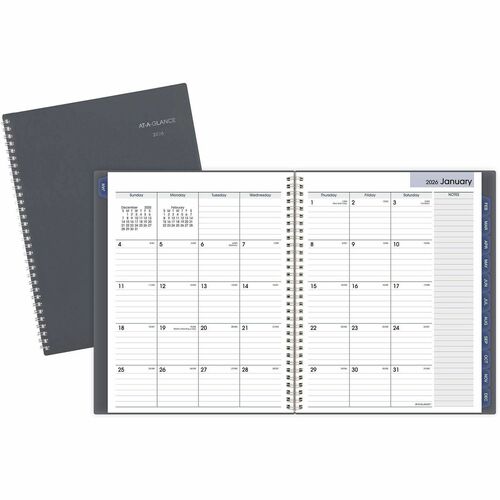 AT-A-GLANCE  Planner, Monthly, 12 Mths, Jan-Dec, 8-1/2"x11", Gray