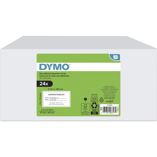 Dymo  Labels,Business Cards,Nonadhsv, 2"x3-1/2",300/RL,24/BX,WE-DYM2173844