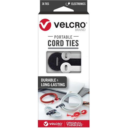Velcro Industries  Cord Ties, Portable, Hook/Loop, 36/PK, AST