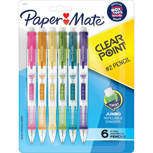 Paper Mate  Mechanical Pencils,Colored Barrels,0.7mm,6/PK,AST