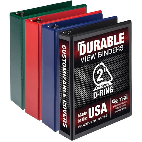 Samsill  Binder,View,D-Ring,Poly,No Rivets,2"Cap,4/PK,Letter,4/PK,AST