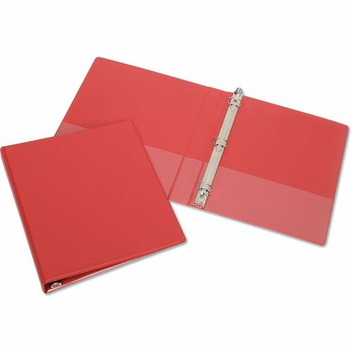 SKILCRAFT  Round Ring Binder, 3 Rings, 1" Capacity, 11 x 8.5, Red