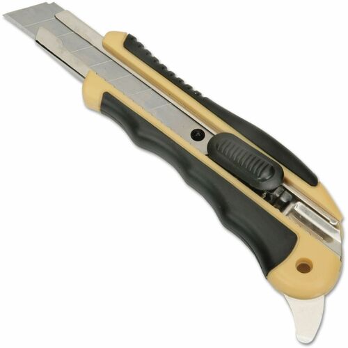 SKILCRAFT  Snap-Off Utility Knife w/Cushion Grip Handle, 18 mm, 7" Plastic Handle, Yellow/Black